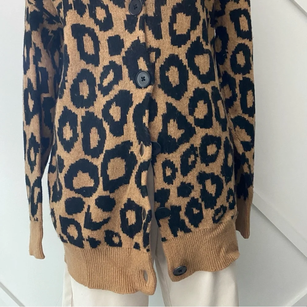 Aritzia Sunday Best Sylvia Alpaca Wool Blend Leopard Print Oversized Cardigan -S - Picture 7 of 15